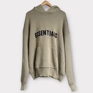 Cable Knit Pullover Fear Of God Essentials Knit Hoodie Cream Fear